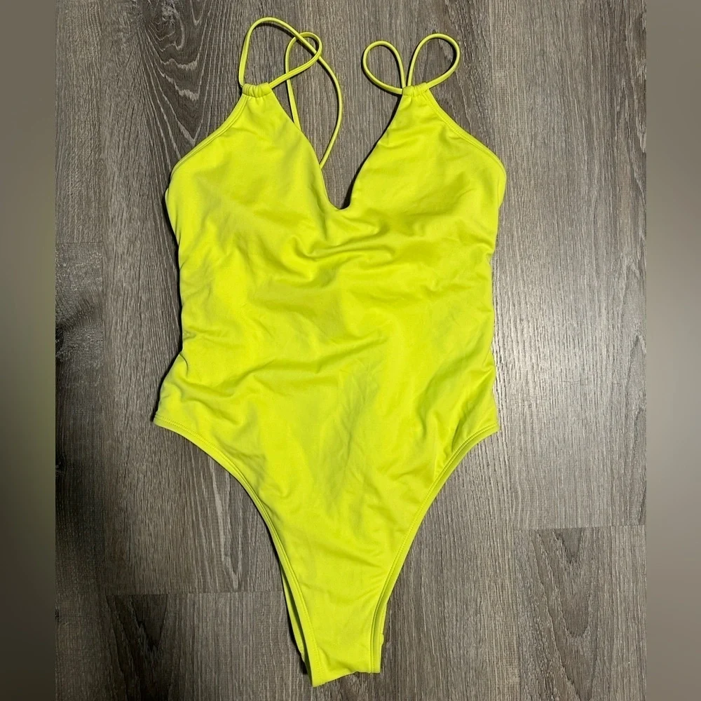 Neon Yellow Cheeky One Piece Swimsuit NWT